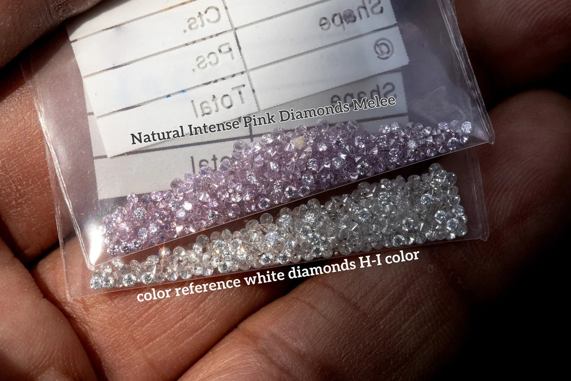 25pcs 1.0mm Fancy Intense Pink Natural Diamonds VS-SI Round Brilliant Selection|Argyle|Custom Jewelry|Pink Diamond|Matching