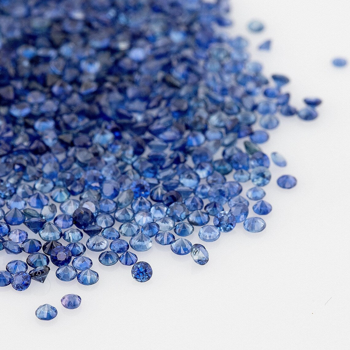 1ct of selected size from 1.50mm to 2.20mm Natural Blue Sapphire Round Diamond Cut