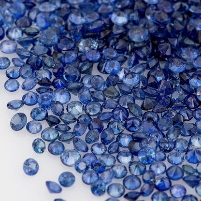 1ct of selected size from 1.50mm to 2.20mm Natural Blue Sapphire Round Diamond Cut
