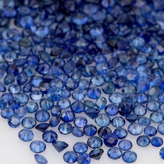 1ct of selected size from 1.50mm to 2.20mm Natural Blue Sapphire Round Diamond Cut