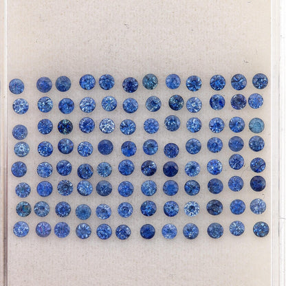 1ct of selected size from 1.50mm to 2.20mm Natural Blue Sapphire Round Diamond Cut