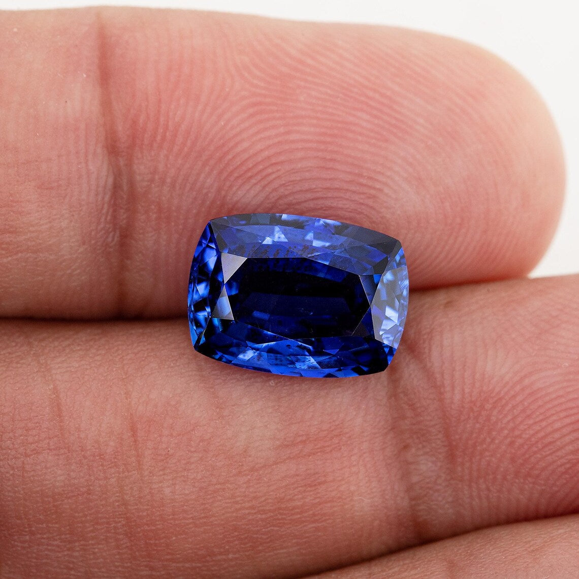 GRS Certified 5.06 ct. Natural Blue Sapphire Cushion Ceylon Sri Lanka Heated