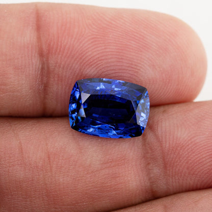 GRS Certified 5.06 ct. Natural Blue Sapphire Cushion Ceylon Sri Lanka Heated