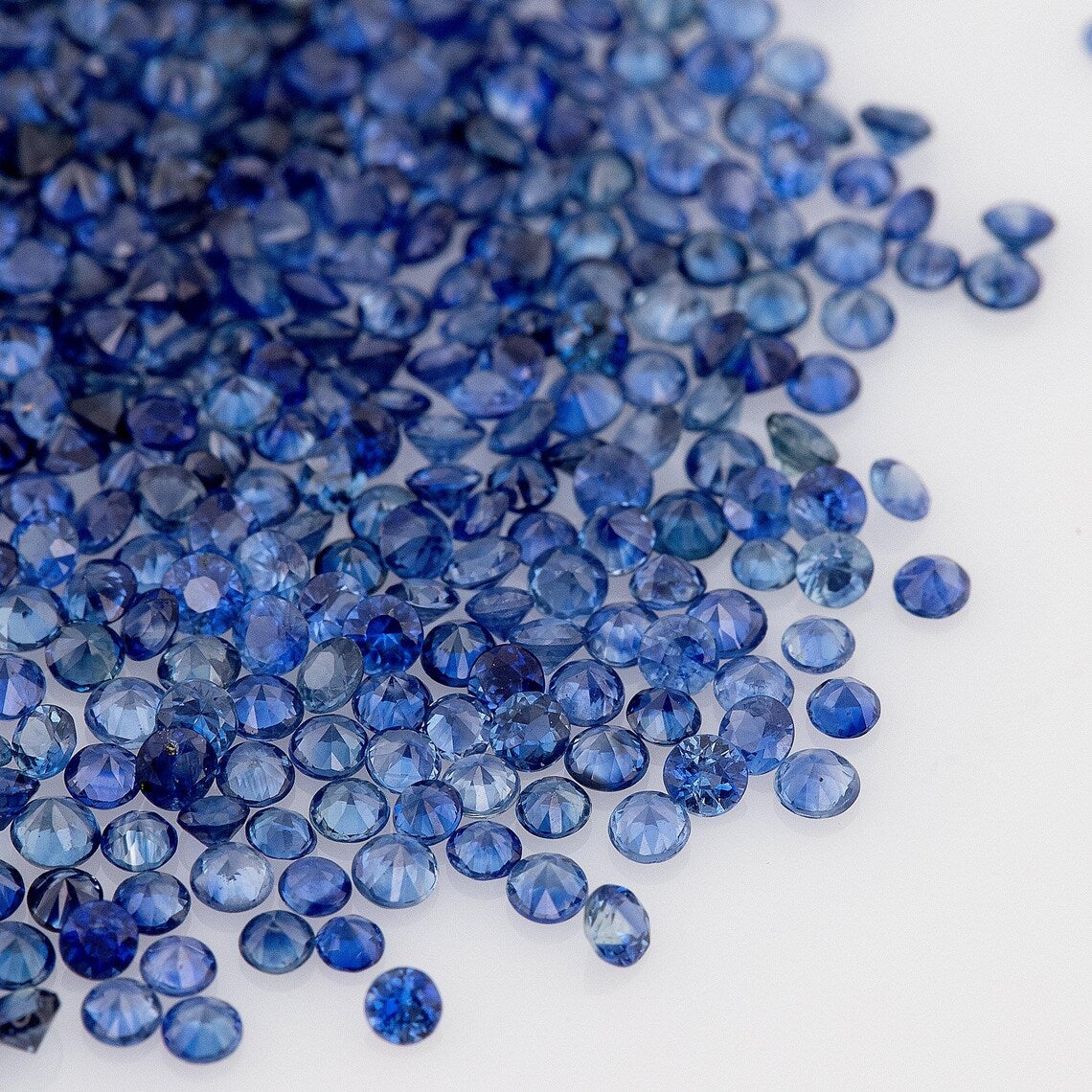 1ct of selected size from 1.50mm to 2.20mm Natural Blue Sapphire Round Diamond Cut