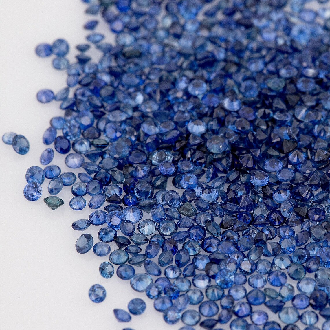 1ct of selected size from 1.50mm to 2.20mm Natural Blue Sapphire Round Diamond Cut
