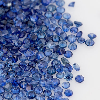 1ct of selected size from 1.50mm to 2.20mm Natural Blue Sapphire Round Diamond Cut