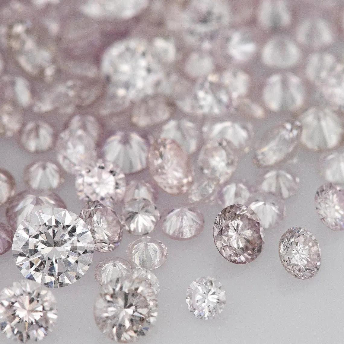 Light Pink Diamonds 0.25ct 1.3mm to 2.5mm mix scoop Fancy Light Purple Pink Untreated Natural Diamonds Round|Melee|accents|Pink Diamonds