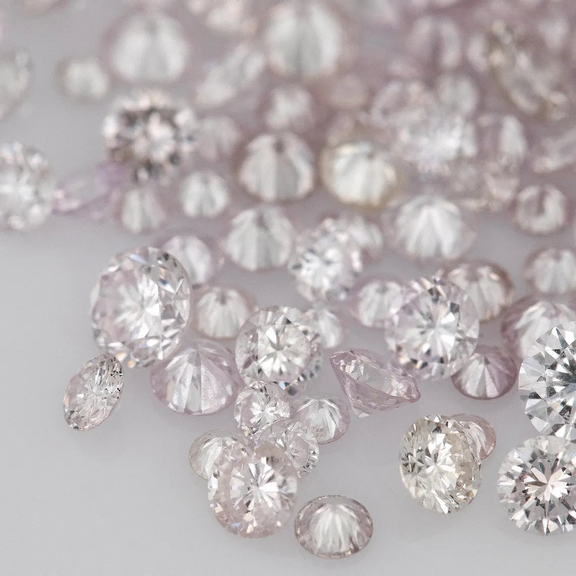 Light Pink Diamonds 0.25ct 1.3mm to 2.5mm mix scoop Fancy Light Purple Pink Untreated Natural Diamonds Round|Melee|accents|Pink Diamonds