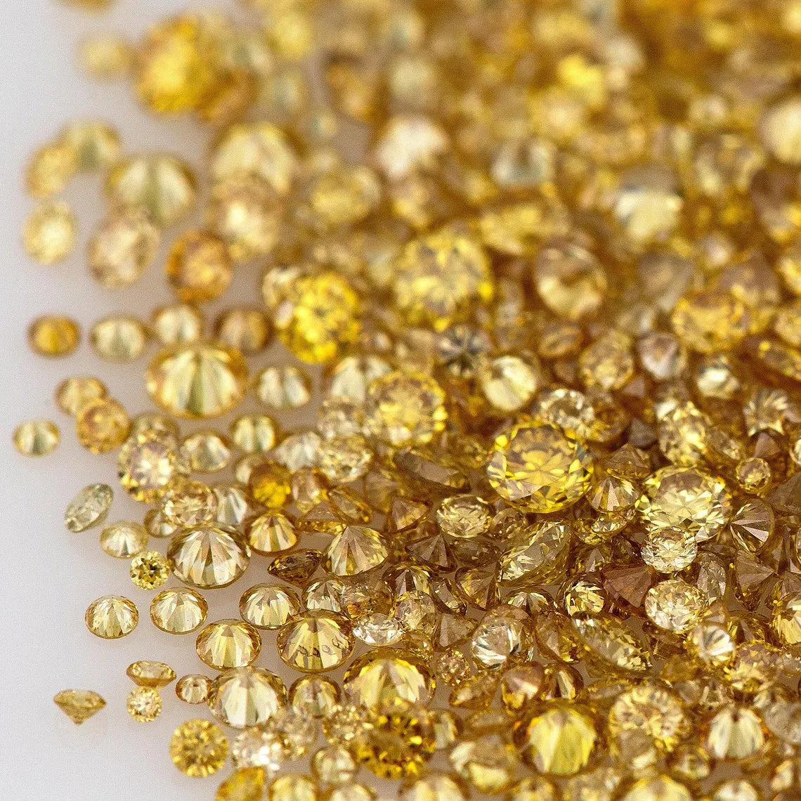 Fancy Vivid Greenish Orangish Yellow Coffee Diamonds 0.25ct Mix Scoop | Fancy Brownish Yellow Untreated Natural Diamonds | Round | Melee | Accents | Coffee Color