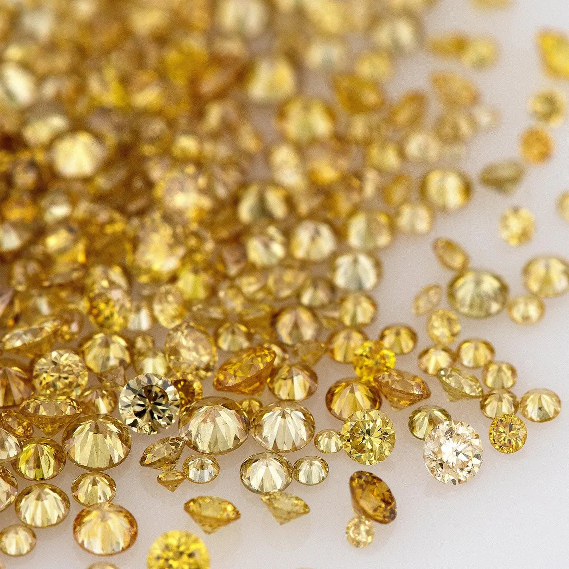 Fancy Vivid Greenish Orangish Yellow Coffee Diamonds 0.25ct Mix Scoop | Fancy Brownish Yellow Untreated Natural Diamonds | Round | Melee | Accents | Coffee Color