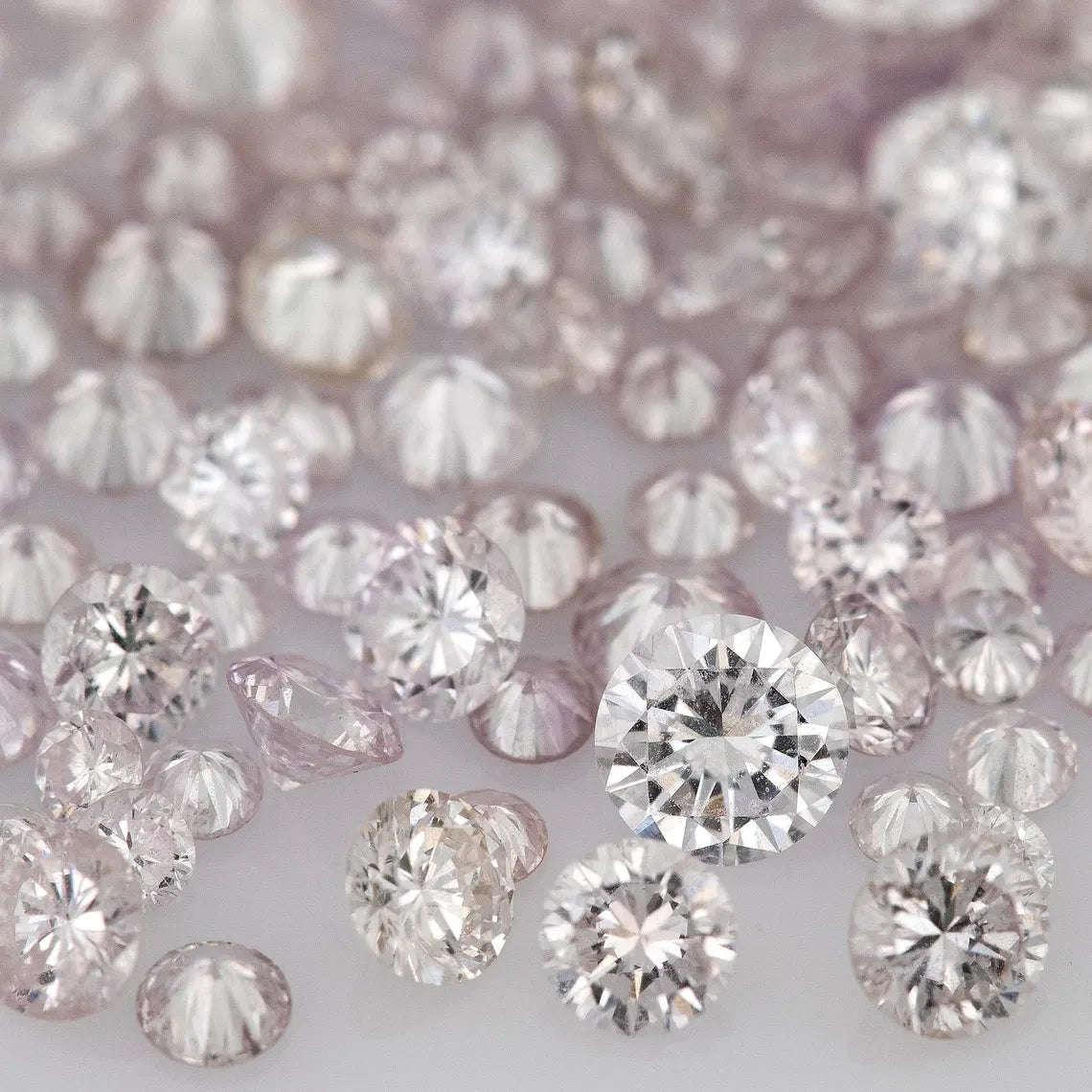 Light Pink Diamonds 0.25ct 1.3mm to 2.5mm mix scoop Fancy Light Purple Pink Untreated Natural Diamonds Round|Melee|accents|Pink Diamonds