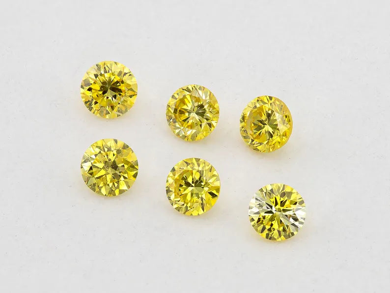 1pcs 2mm Canary Yellow, Fancy Vivid Yellow Natural Diamonds VS-SI Round Brilliant Selection|Custom Jewelry|Canary yellow diamond|Matching