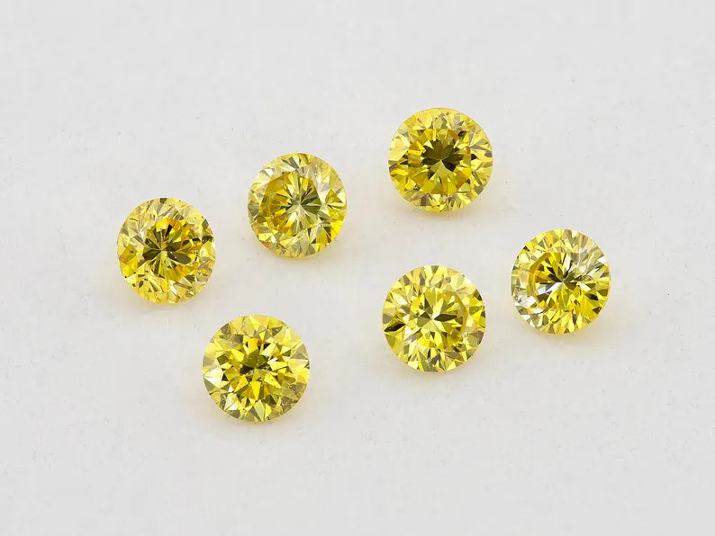 1pcs 2mm Canary Yellow, Fancy Vivid Yellow Natural Diamonds VS-SI Round Brilliant Selection|Custom Jewelry|Canary yellow diamond|Matching
