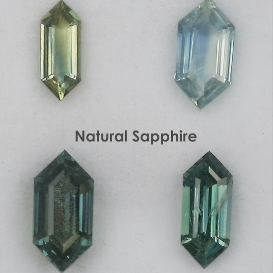 Video of the four exact Dutch marquise natural sapphires moving in natural daylight.