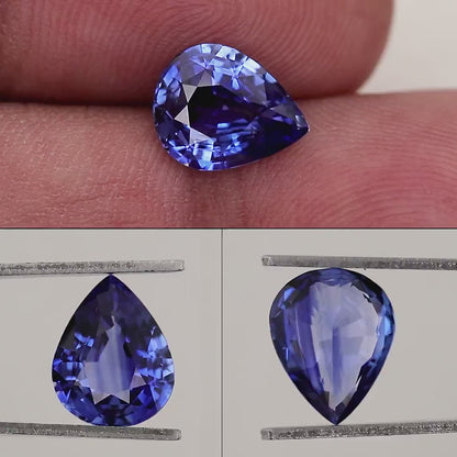 2.08 ct. Natural Blue Sapphire Pear Ceylon Sri Lanka Heated
