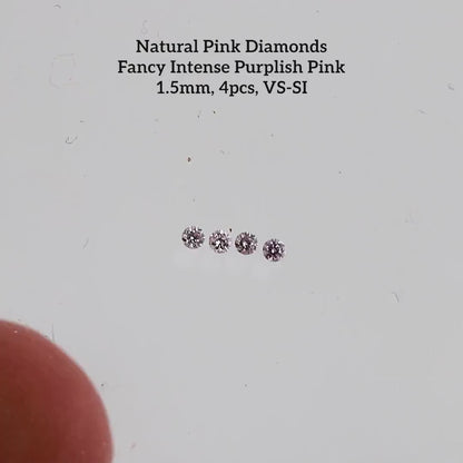1.5mm 4pcs Fancy Intense Pink Natural Pink Diamonds VS-SI Round Brilliant
