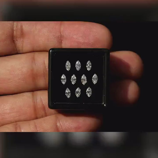 Video showing representative 4 x 2 mm natural marquise diamonds and their reflections in motion.