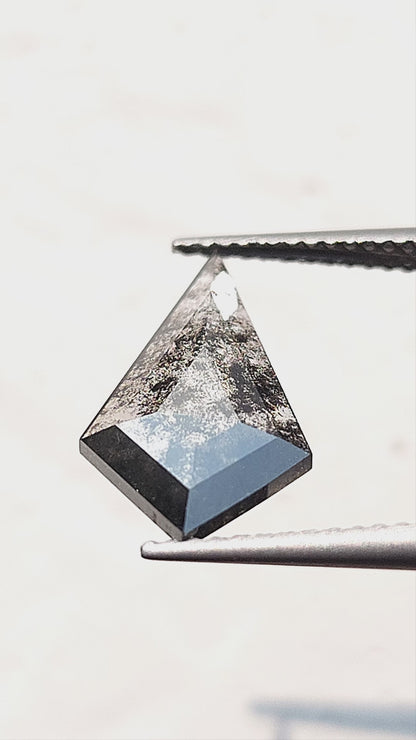 Lab-Grown Salt and Pepper Diamond, 2.28 ct, 15.90 × 9.40 mm, Kite Rose Cut