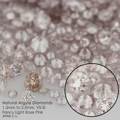 Rose Pink Argyle Diamonds 0.25ct 1.3mm to 2.5mm mix scoop Fancy Light Rose Pink Untreated Natural Diamonds Round|Melee|accents|Australian
