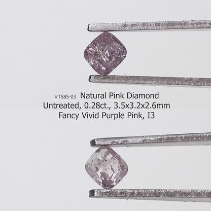 0.28ct Fancy Vivid Pink Untreated Loose Natural Pink Diamond Cushion I3