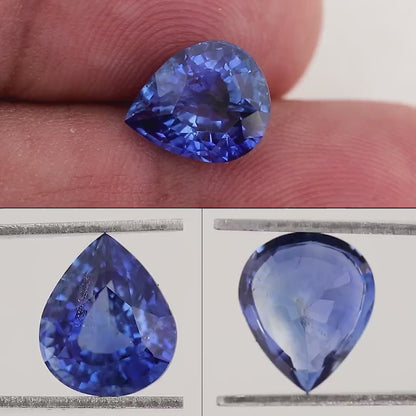 3.57 ct. Natural Blue Sapphire Pear Ceylon Sri Lanka Heated