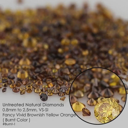 Fancy Vivid Reddish Orangish Yellow Brown Orange Diamonds 0.25ct Mix Scoop | Fancy Yellow Untreated Natural Diamonds | Round | Melee | Accents | Burnt Color Diamonds