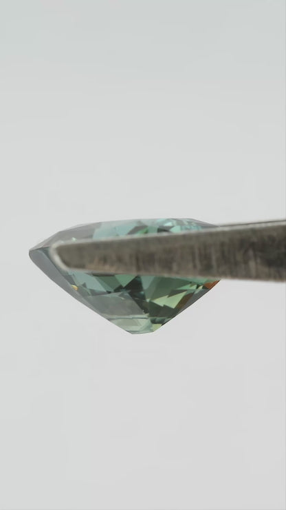 Teal Green to Blue-Green Natural Sapphire, 1.60 ct, 7.50 × 6.32 mm, Unheated Cushion Cut, Madagascar