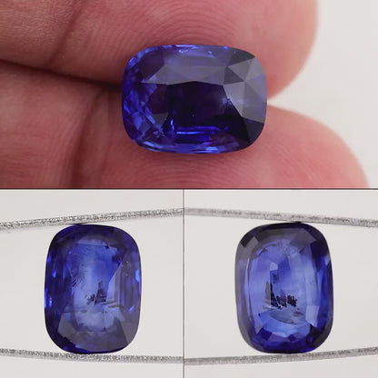 GRS Certified 8.06 ct. Natural Blue Sapphire Cushion Ceylon Sri Lanka Heated