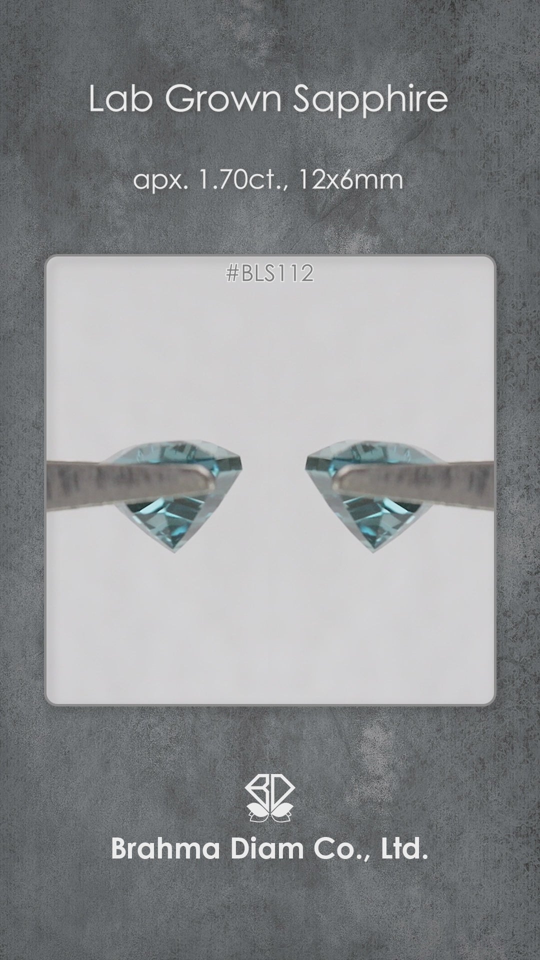 Second video view of the BLS114 teal lab-grown sapphire selection in motion.