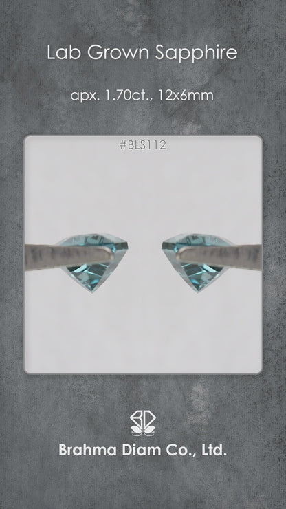 Second video view of the BLS114 teal lab-grown sapphire selection in motion.