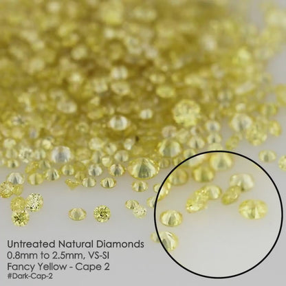 Fancy Intense Yellow | Dark Cape Diamonds 0.25ct | Mix Scoop | Fancy Yellow | Untreated Natural Diamonds | Round | Melee | Accents | Cape Color Diamonds