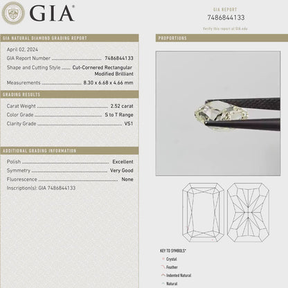 GIA Certified 2.52ct. S to T range Yellow Loose Natural Diamond Radiant Emerald VS1 Untreated|Certificate|Genuine|Yellow Diamond