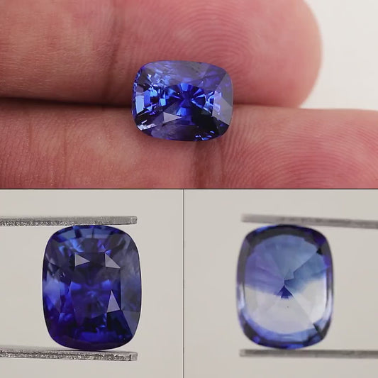 GRS Certified 5.41 ct. Natural Blue Sapphire Cushion Ceylon Sri Lanka Heated