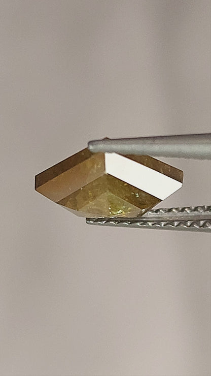 Warm Yellow-Brown Natural Diamond, 2.08 ct, 9.4 × 8.2 mm, Untreated Shield, Faceted for Either Side