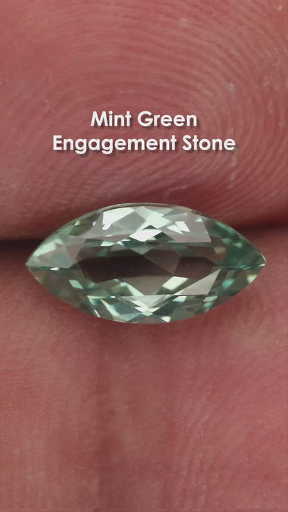 10×5 mm Mint-Green Lab-Grown Sapphire — Marquise