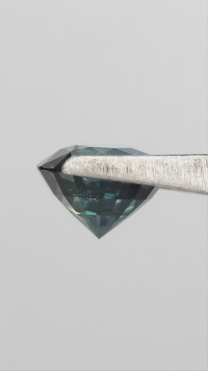 Natürlicher Teal-Saphir, 1,85 ct, unerhitzt, runder Treppenschliff, Madagaskar