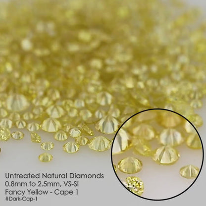 Fancy Vivid Yellow Dark Cape Diamonds 0.25ct Mix Scoop | Fancy Yellow Untreated Natural Diamonds | Round | Melee | Accents | Cape Color Diamonds
