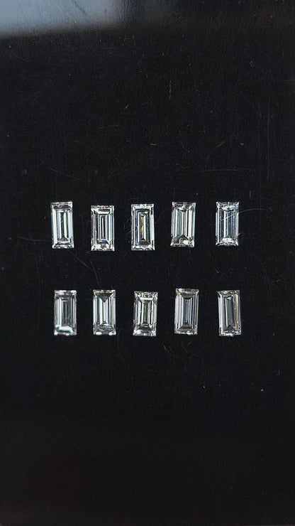 Natürlicher Baguette-Diamant im Stufenschliff, 3x1,5mm oder 4x2mm, F–G SI