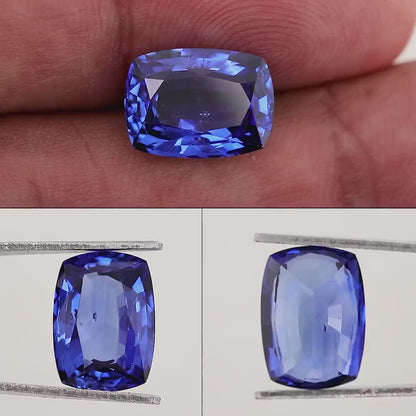 GRS Certified 5.06 ct. Natural Blue Sapphire Cushion Ceylon Sri Lanka Heated