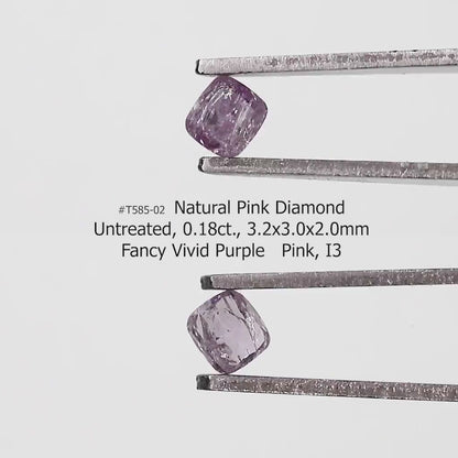 0.18ct Fancy Vivid Pink Untreated Loose Natural Pink Diamond Cushion I3