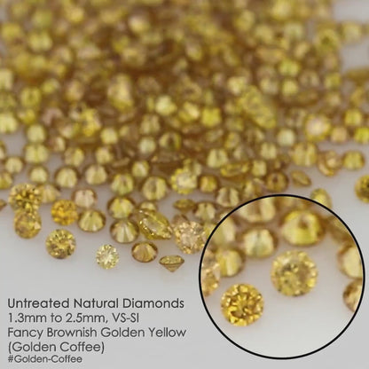 Fancy Vivid Orangy Golden Yellow Golden Coffee Diamonds 0.25ct Mix Scoop | Fancy Vivid Brownish Yellow Untreated Natural Diamonds | Round | Melee | Accents | Coffee