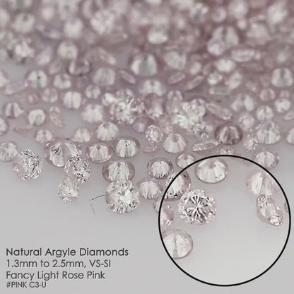 Rose Pink Argyle Diamonds 0.25ct 1.3mm to 2.5mm mix scoop Fancy Light Rose Pink Untreated Natural Diamonds Round|Melee|accents|Australian