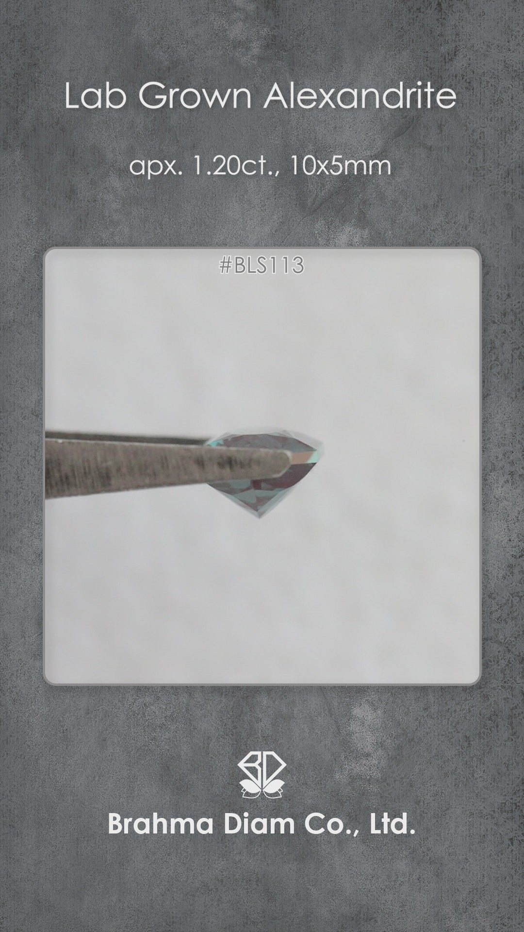 Video of BLS113 lab-grown alexandrite showing its facets and shifting reflections as the viewing angle changes.