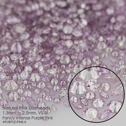 Purple Pink Diamonds 0.25ct 1.3mm to 2.5mm mix scoop Fancy Intense Purple Pink Untreated Natural Diamonds Round|Melee|accents|Pink Diamonds