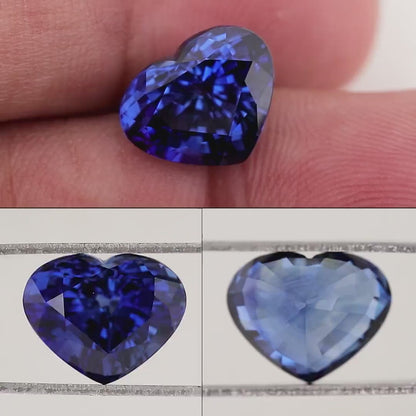 GRS Certified 5.66 ct. Natural Blue Sapphire Heart Shape Heated Only|Vivid Blue
